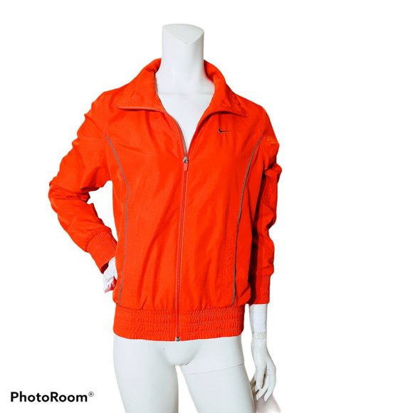 Nike Orange Mesh Lined Swoosh Full Zip Windbreaker - Picture 1 of 5